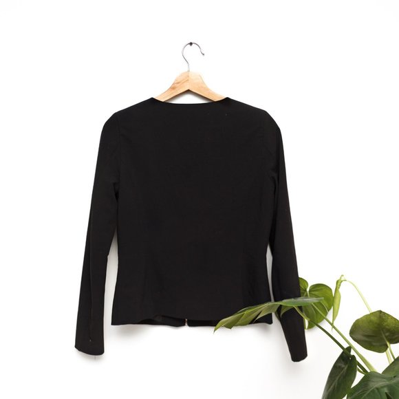 DEX | Black Zip-Up Work Blazer w/ Silver Details - Picture 3 of 5